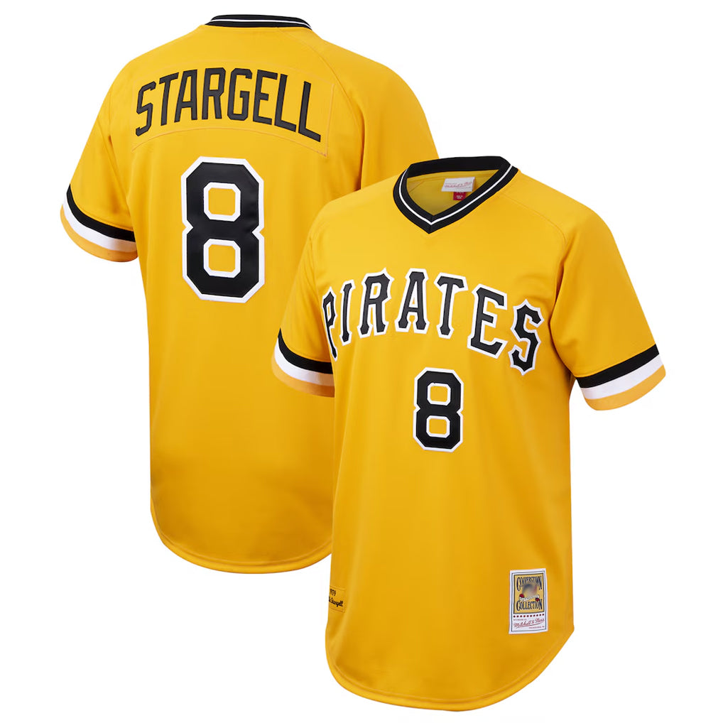 MATTH P.Pirates #8 Willie Stargell Player Gold Mitchell & Ness Cooperstown Collection 1979 Limited Stitched Jerseys