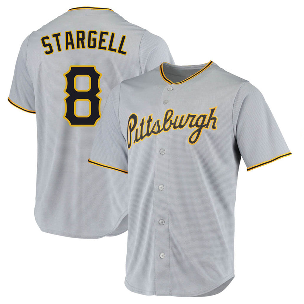 MATTH P.Pirates #8 Willie Stargell Player Gray Road Home Game Stitched Jerseys