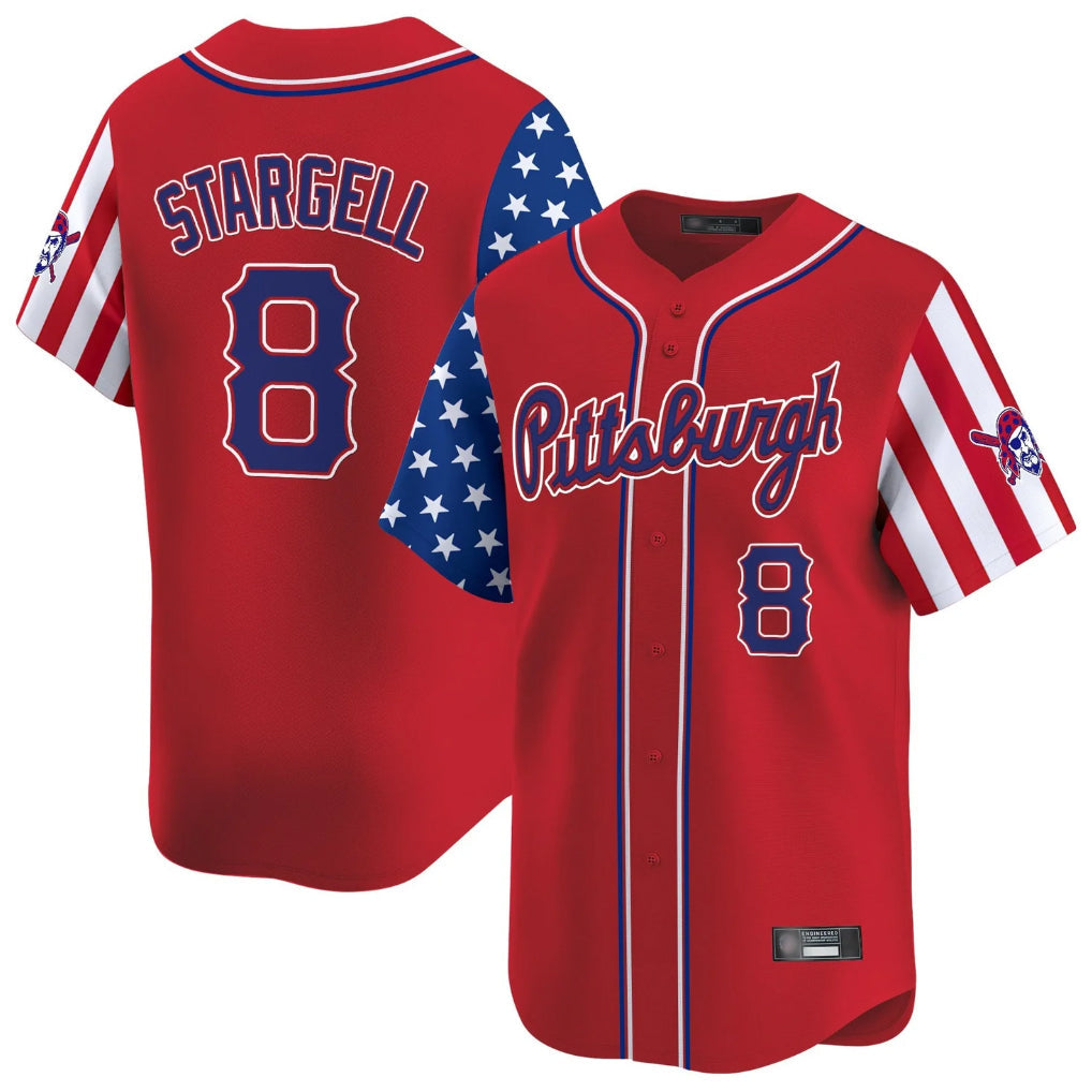 MATTH P.Pirates #8 Willie Stargell Player Red 2025 Independence Day Vapor Premier Limited Stitched Jerseys