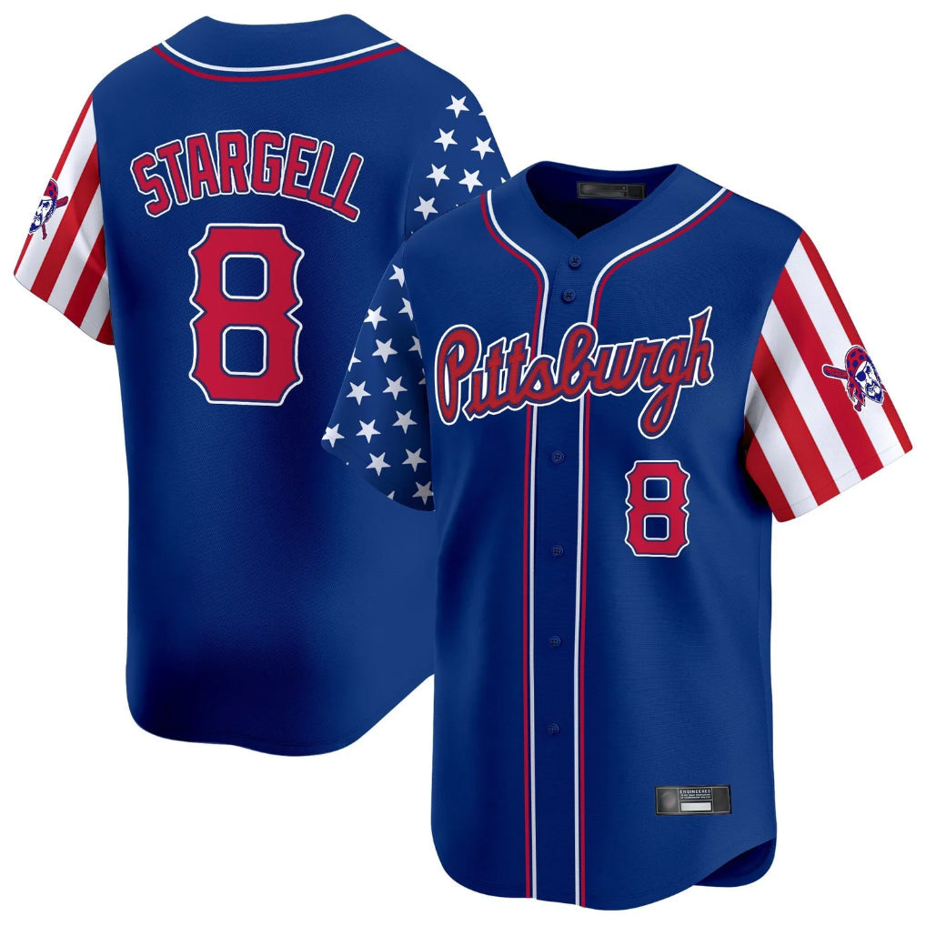 MATTH P.Pirates #8 Willie Stargell Player Royal 2025 Independence Day Vapor Premier Limited Stitched Jerseys