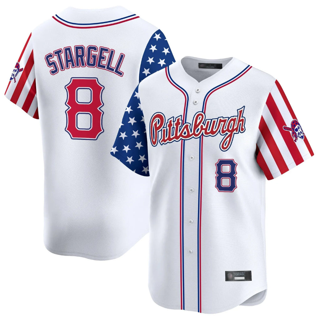 MATTH P.Pirates #8 Willie Stargell Player White 2025 Independence Day Vapor Premier Limited Stitched Jerseys