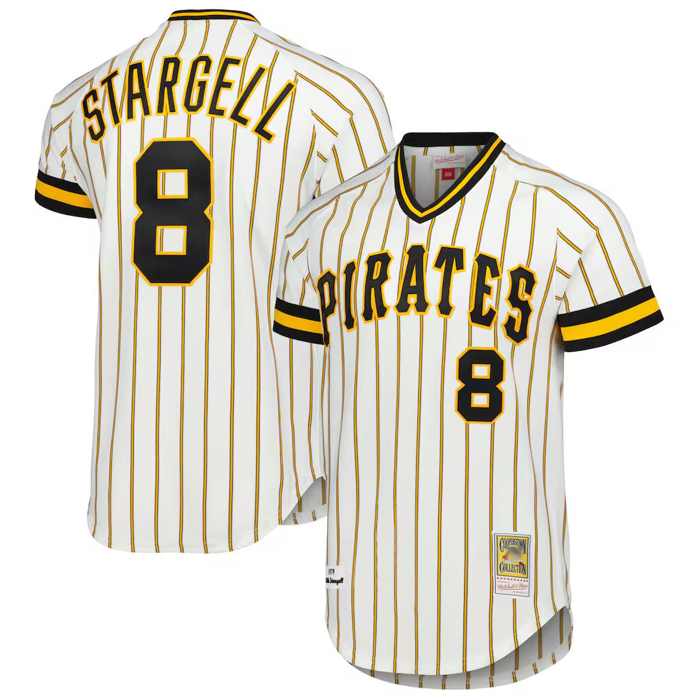 MATTH P.Pirates #8 Willie Stargell Player White Mitchell & Ness Cooperstown Collection 1979 Limited Stitched Jerseys