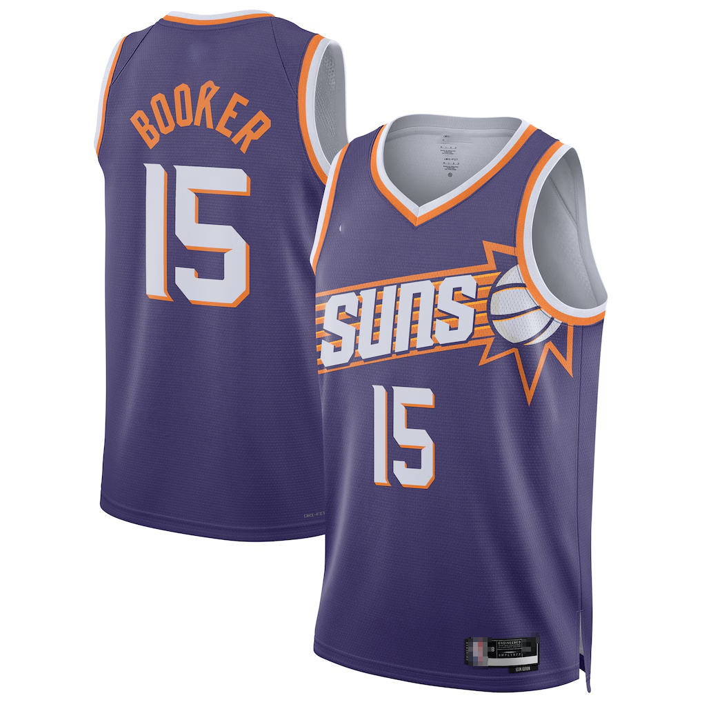 MATTH P.Suns #15 Devin Booker Purple Swingman Player Jerseys - Icon Edition