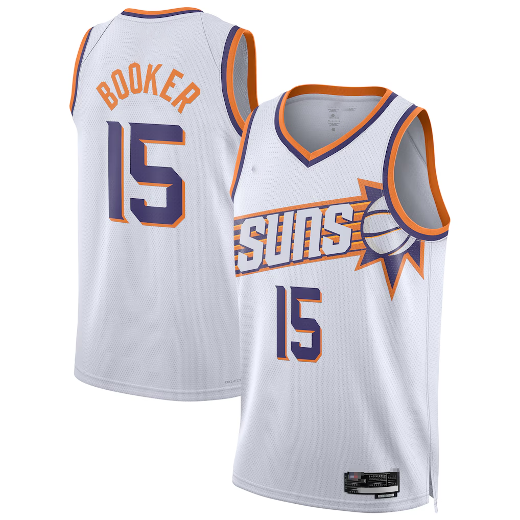 MATTH P.Suns #15 Devin Booker White Swingman Player Jerseys - Association Edition