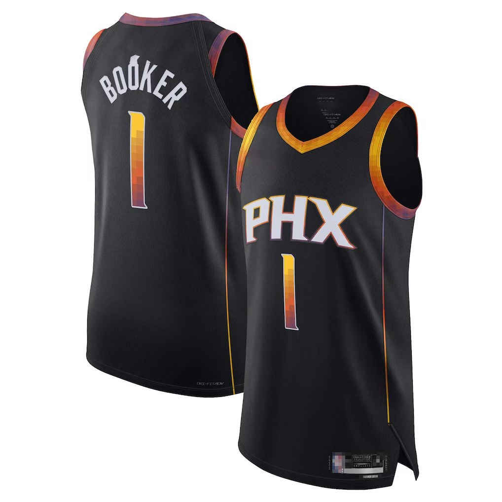 MATTH P.Suns #1 Devin Booker Black Authentic Player Jerseys - Statement Edition