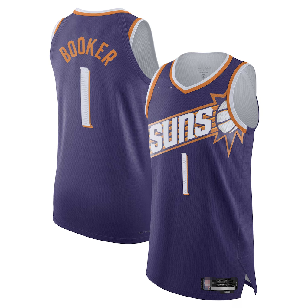 MATTH P.Suns #1 Devin Booker Purple Authentic Jerseys - Icon Edition