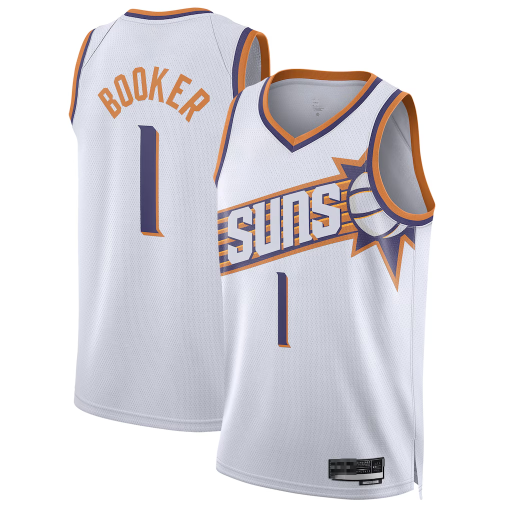 MATTH P.Suns #1 Devin Booker White Swingman Jerseys - Association Edition
