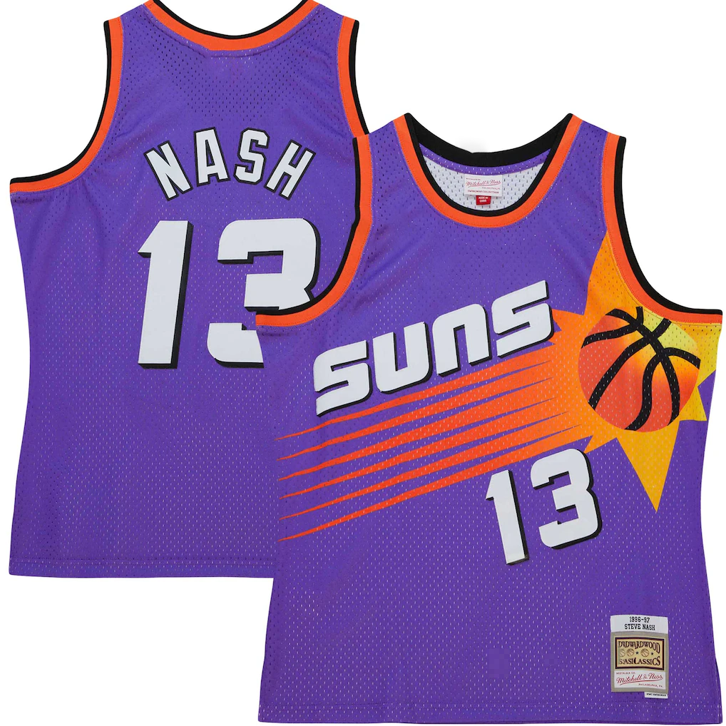 MATTH P.Sunss #13 Steve Nash Mitchell & Ness Purple Hardwood Classics 1996-1997 Tropical Swingman Jerseys