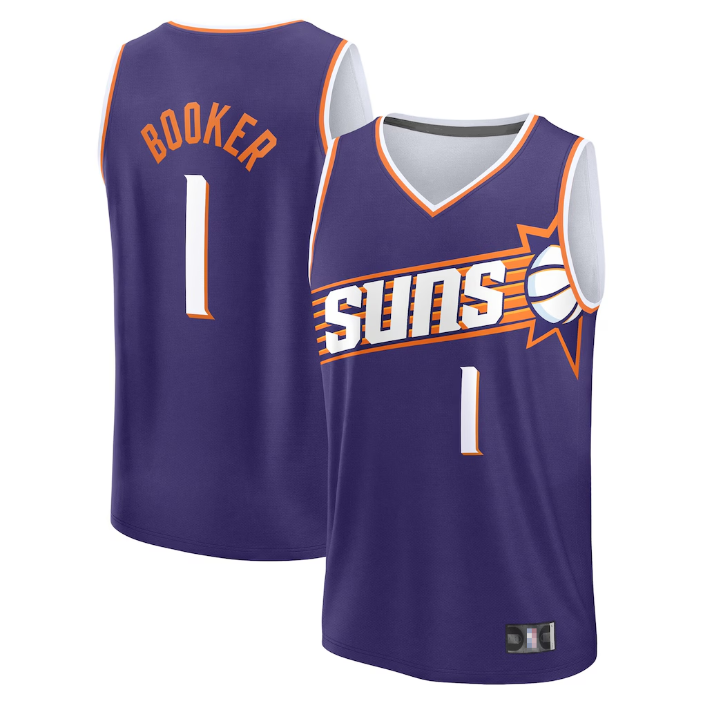 MATTH P.Sunss #1 Devin Booker Fanatics Purple Big & Tall Fast Break Jerseys - Icon Edition