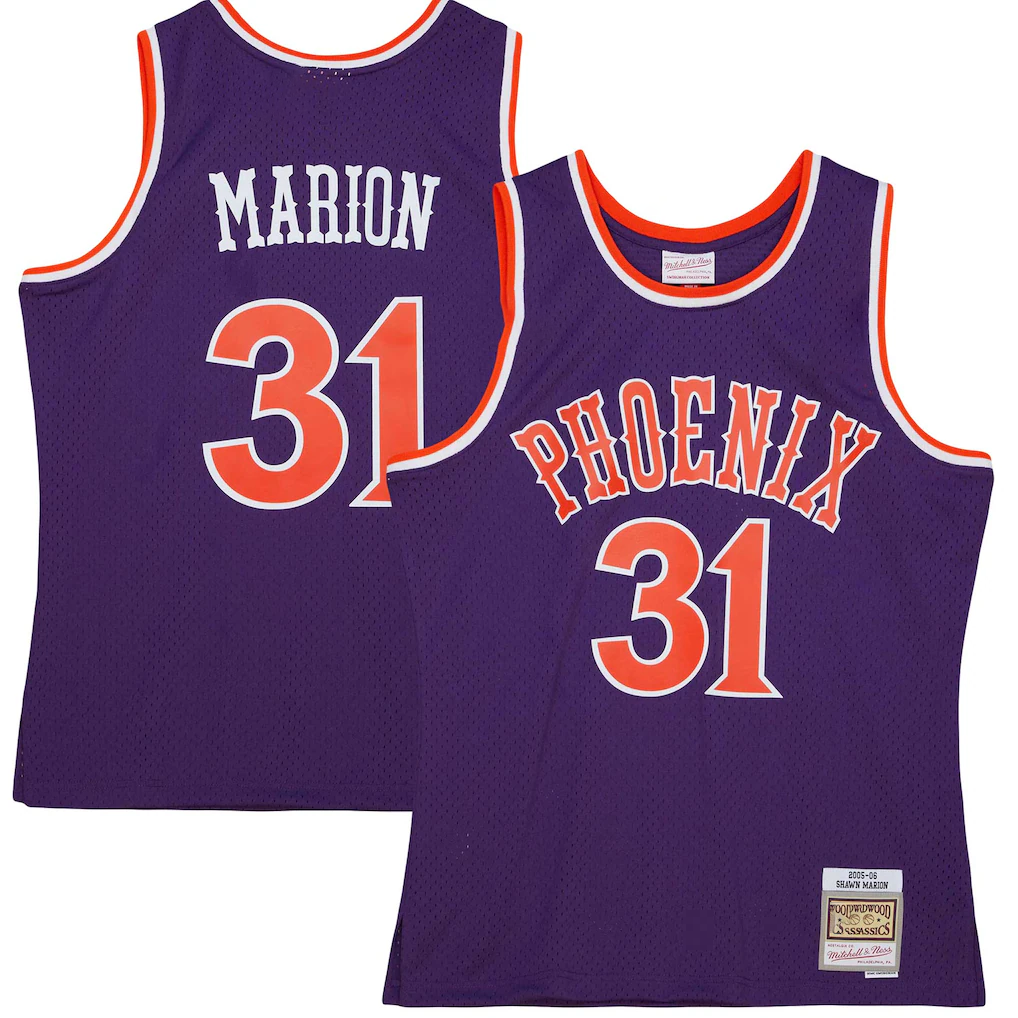 MATTH P.Sunss #31 Shawn Marion Mitchell & Ness Purple 2005-2006 Hardwood Classics Swingman Jerseys