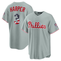 MATTH PH.Phillies #3 Bryce Harper Gray USA 250 Fourth of July Road Stadium Jersey