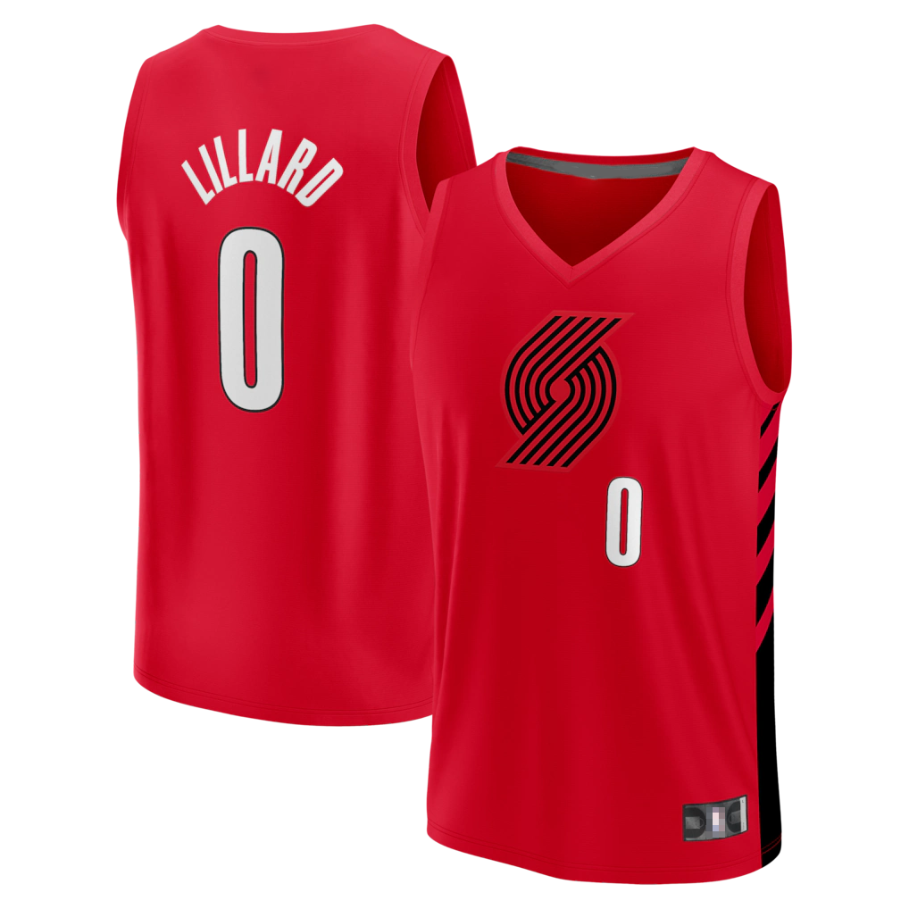 MATTH PT.Blazers #0 Damian Lillard Fanatics Red Fast Break Replica Jerseys - Statement Edition