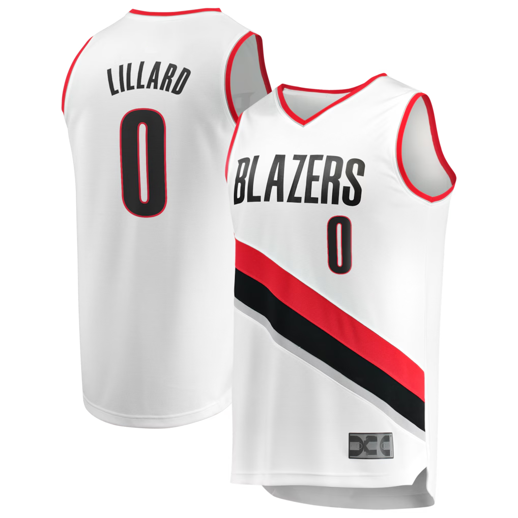 MATTH PT.Blazers #0 Damian Lillard Fanatics White Fast Break Replica Jerseys - Association Edition