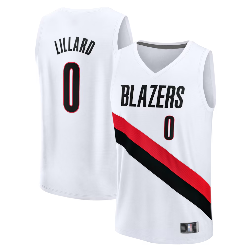 MATTH PT.Blazers #0 Damian Lillard Fanatics White Fast Break Replica Player Jerseys - Association Edition
