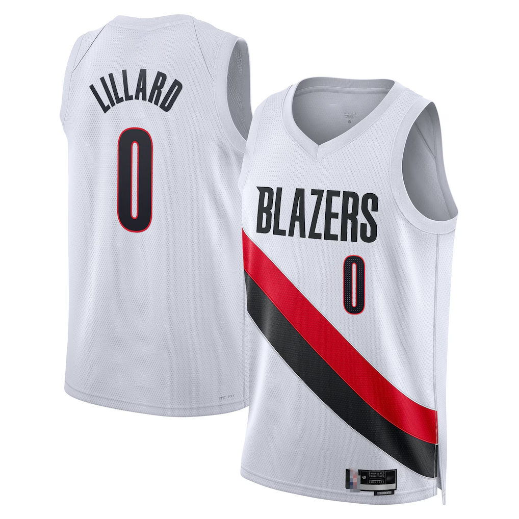 MATTH PT.Blazers #0 Damian Lillard Red Swingman Jerseys - Statement Edition