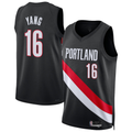 MATTH PT.Blazers #16 Yang Hansen Black Swingman Jerseys - Icon Edition
