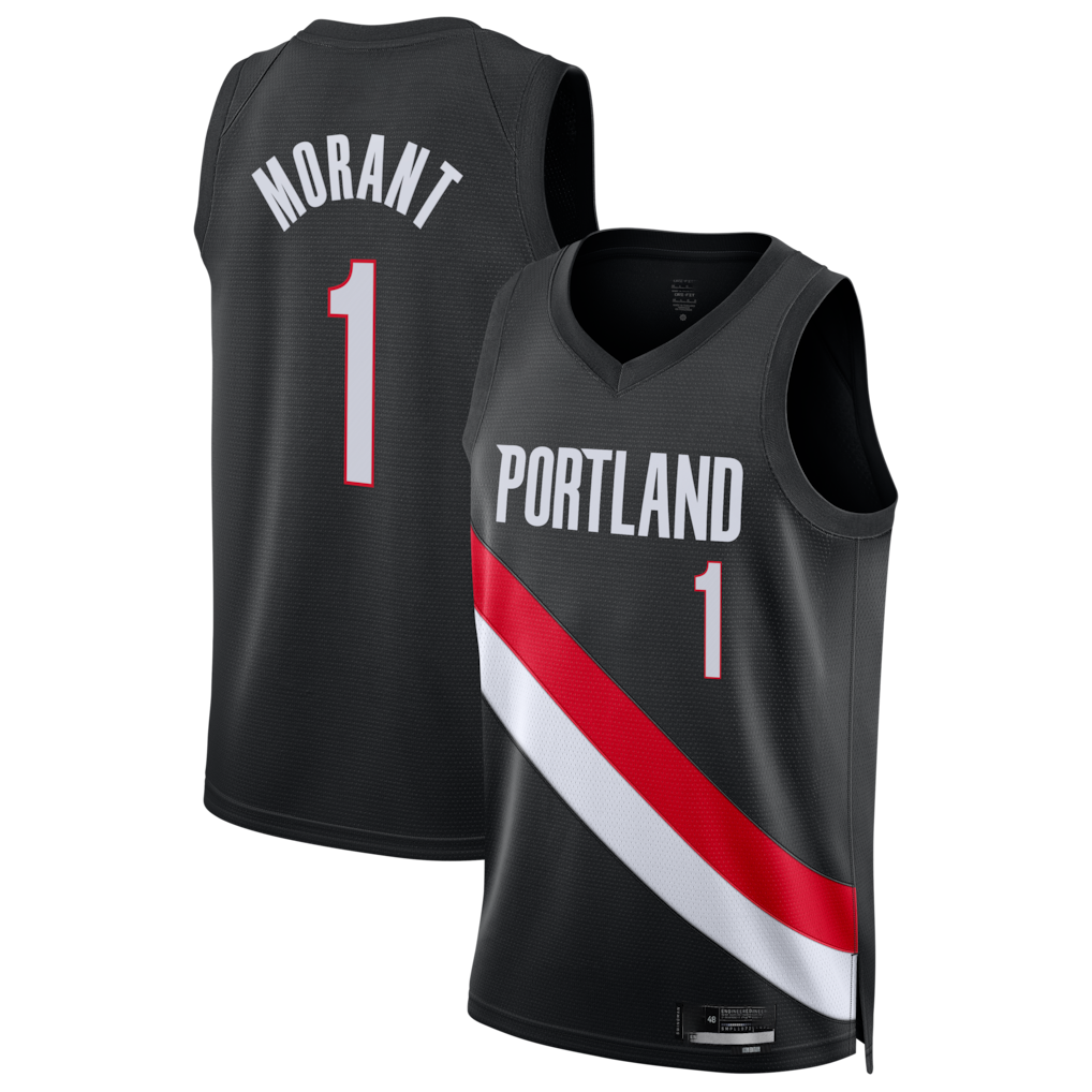 MATTH PT.Blazers #1 Ja Morant Black Swingman Jerseys - Icon Edition