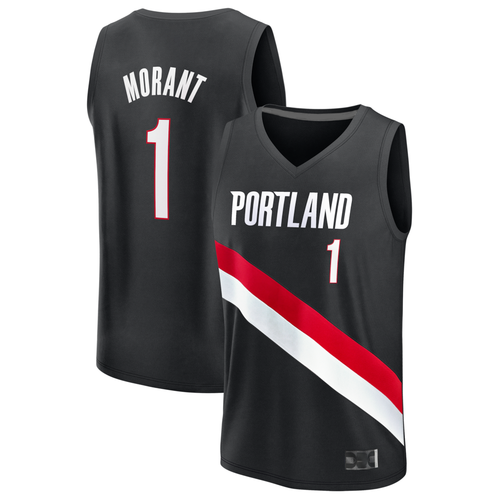 MATTH PT.Blazers #1 Ja Morant Fanatics Black Fast Break Jerseys - Icon Edition