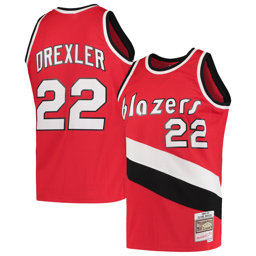 MATTH PT.Blazers #22 Clyde Drexler Mitchell & Ness Red 1983-1984 Hardwood Classics Swingman Jerseys