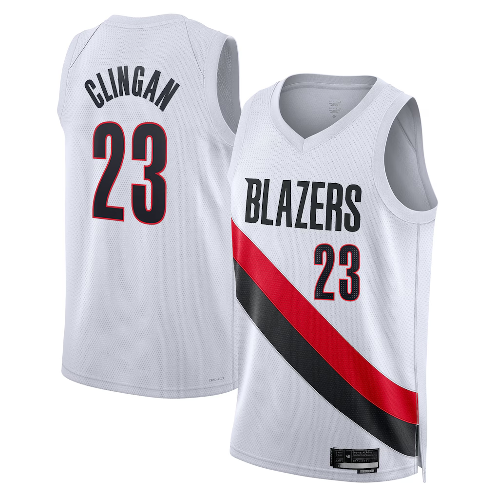 MATTH PT.Blazers #23 Donovan Clingan White Swingman Jerseys - Association Edition