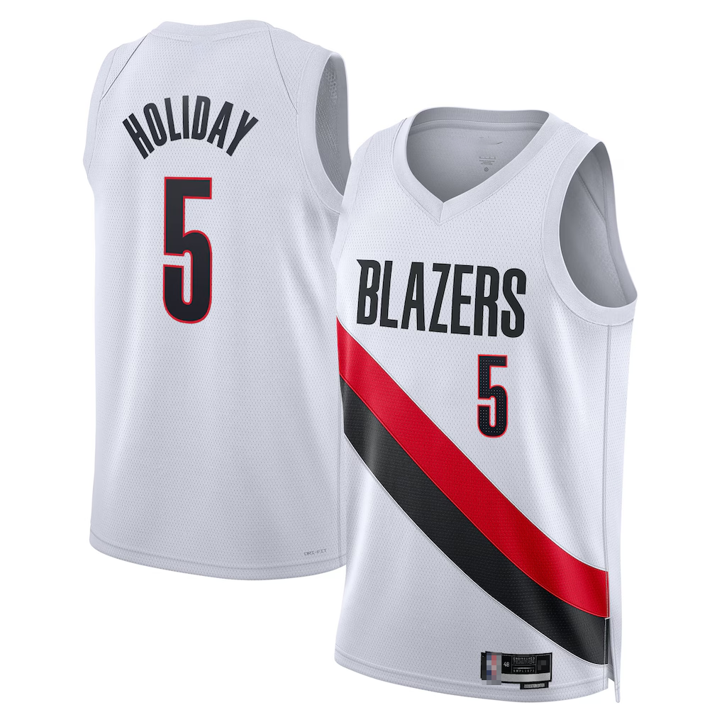 MATTH PT.Blazers #5 Jrue Holiday White Swingman Jerseys - Association Edition