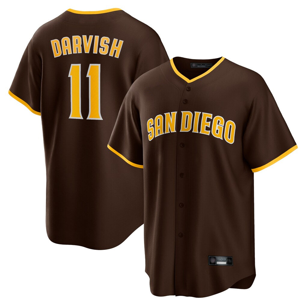 MATTH S.Diego Padres #11 Yu Darvish Player Brown Alternate Replica Game Stitched Jerseys