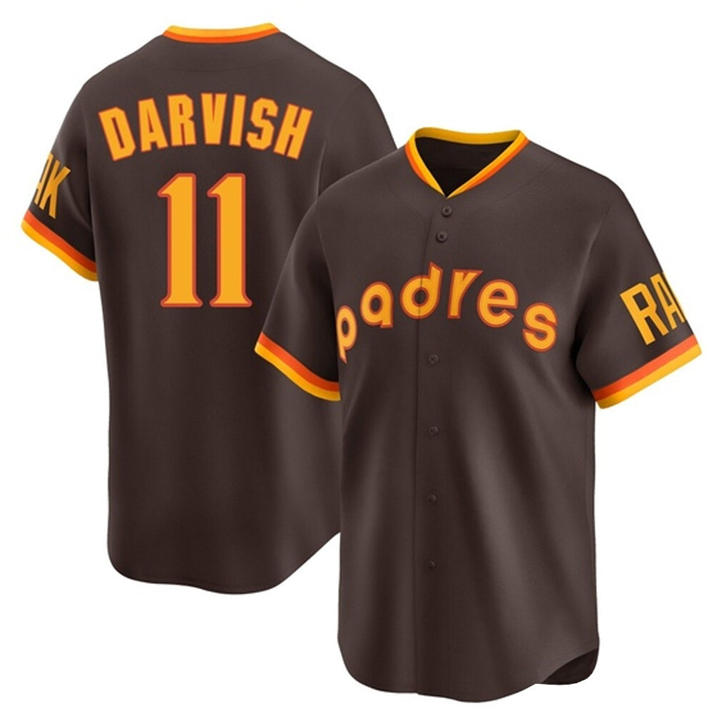 MATTH S.Diego Padres #11 Yu Darvish Player Brown Home Cooperstown Collection Replica Game Stitched Jerseys