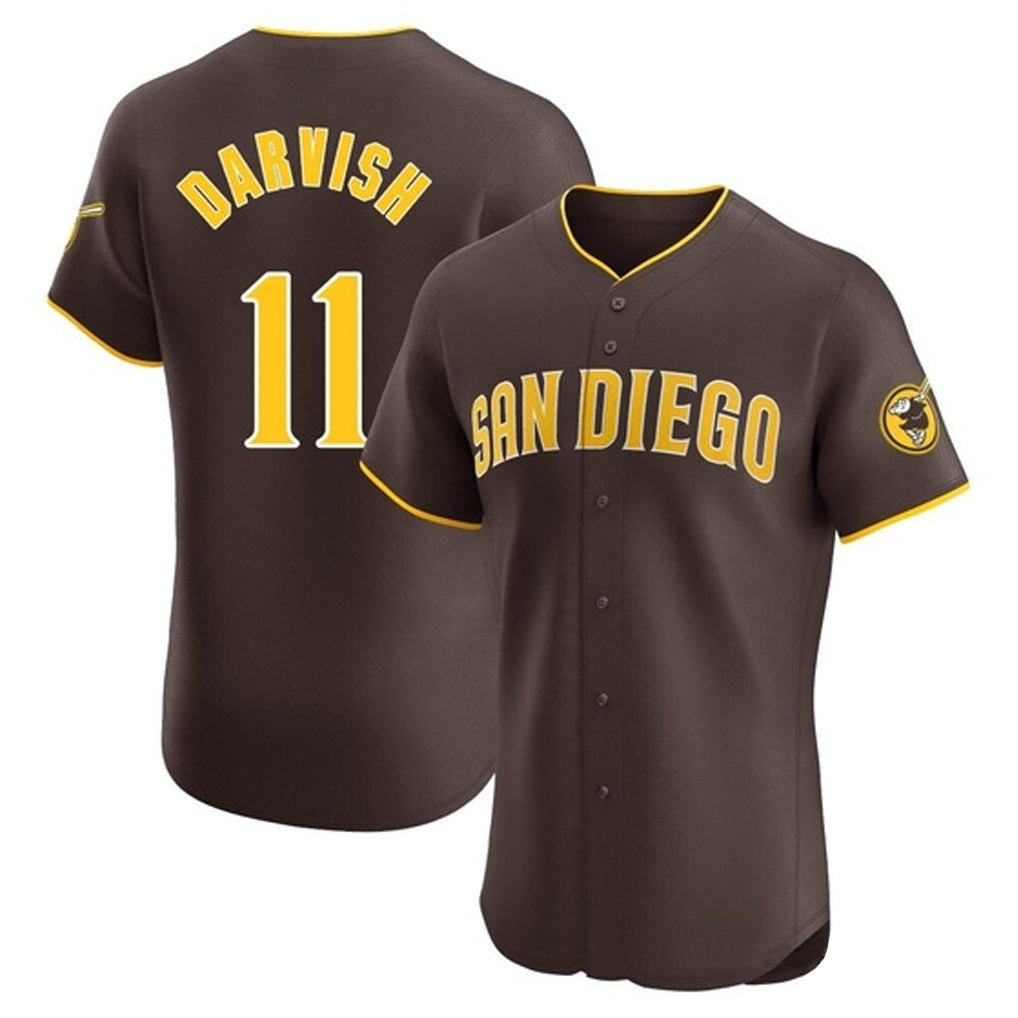 MATTH S.Diego Padres #11 Yu Darvish Player Brown Home Limited Elite Stitched Jerseys