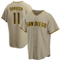 MATTH S.Diego Padres #11 Yu Darvish Player Khaki Home Game Stitched Jerseys