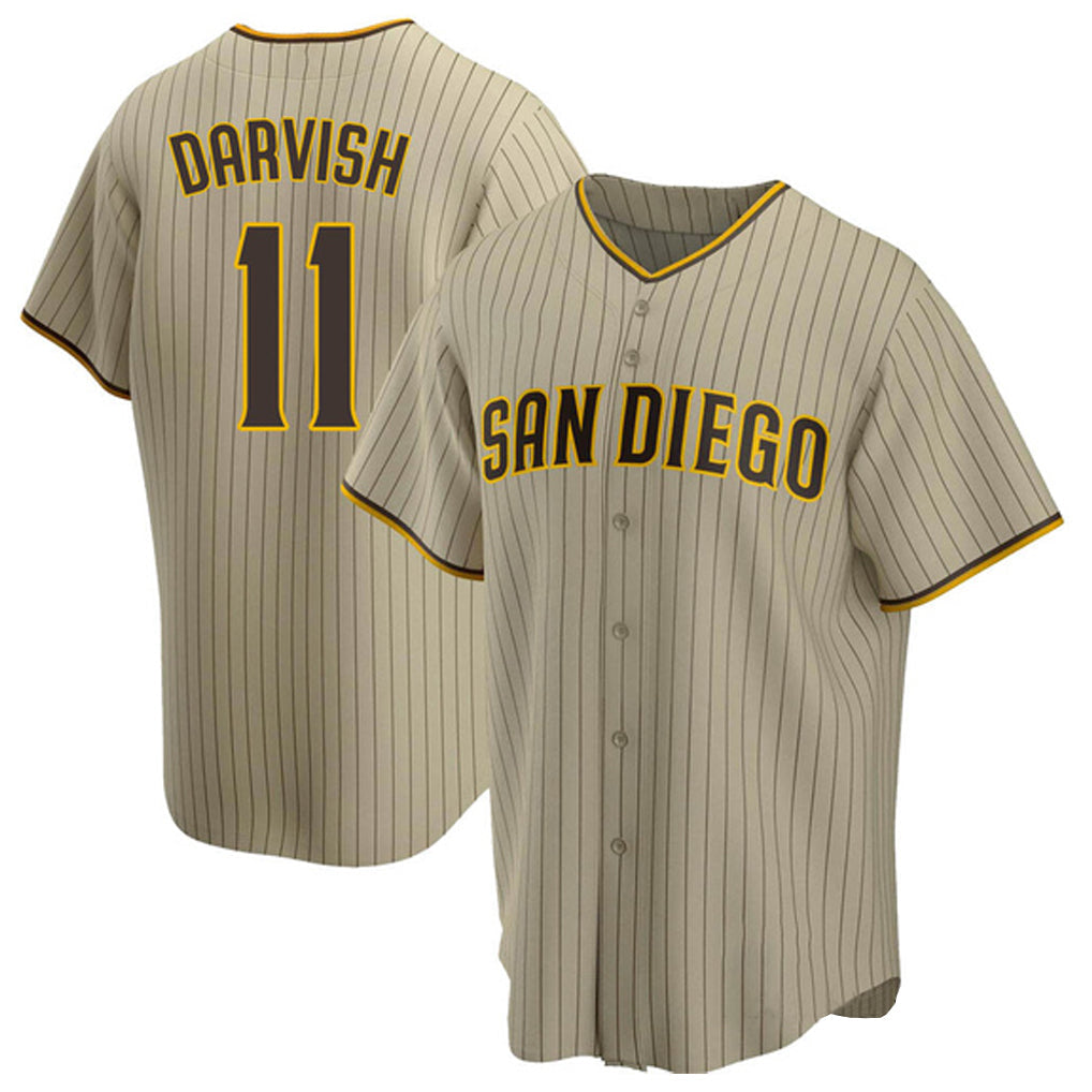 MATTH S.Diego Padres #11 Yu Darvish Player Khaki Home Game Stitched Jerseys