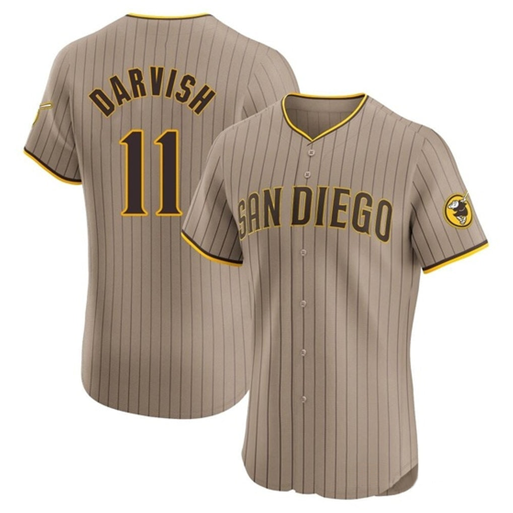 MATTH S.Diego Padres #11 Yu Darvish Player Khaki Home Limited Elite Stitched Jerseys