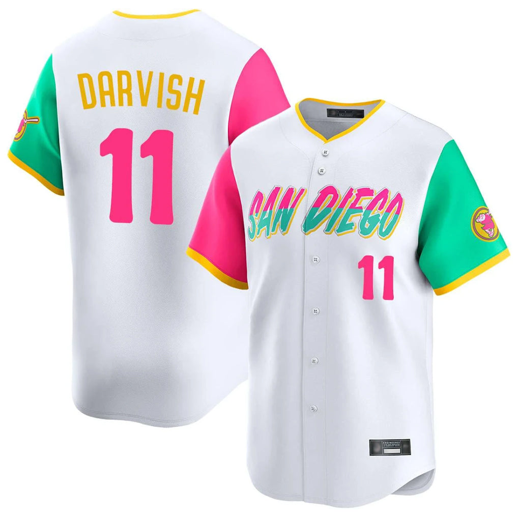 MATTH S.Diego Padres #11 Yu Darvish Player White City Connect Home Limited Stitched Jerseys
