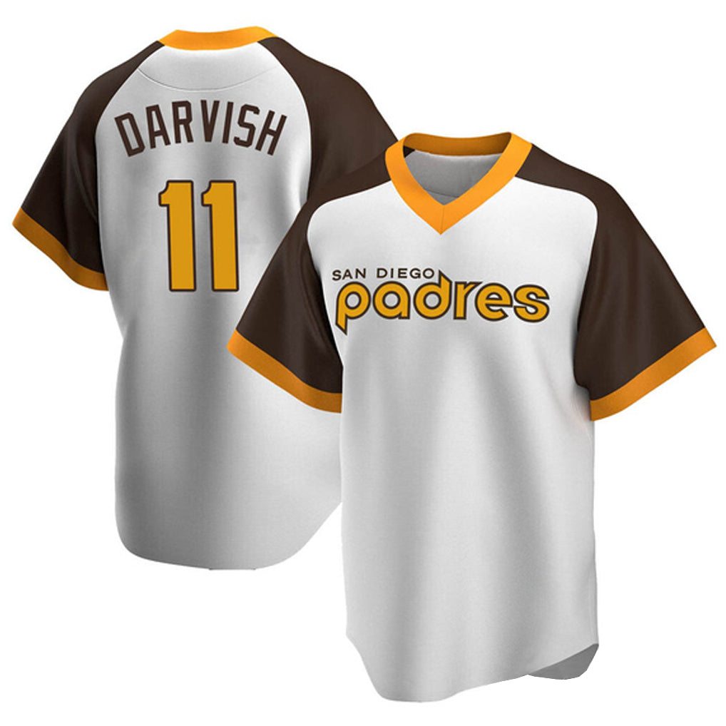 MATTH S.Diego Padres #11 Yu Darvish Player White Home Cooperstown Collection Replica Game Stitched Jerseys