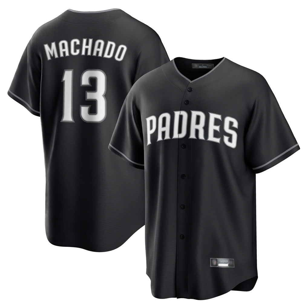 MATTH S.Diego Padres #13 Manny Machado Player Black Home Game Stitched Jerseys