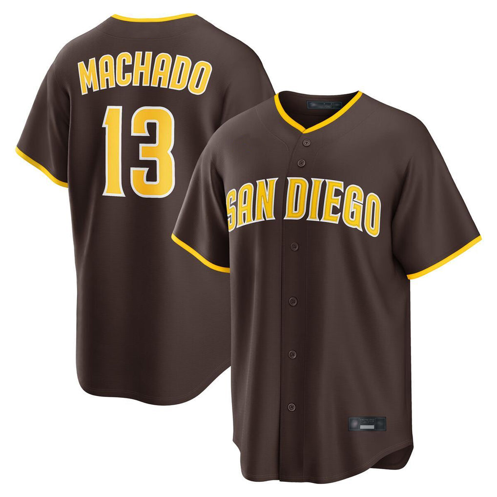 MATTH S.Diego Padres #13 Manny Machado Player Brown Alternate Replica Game Stitched Jerseys