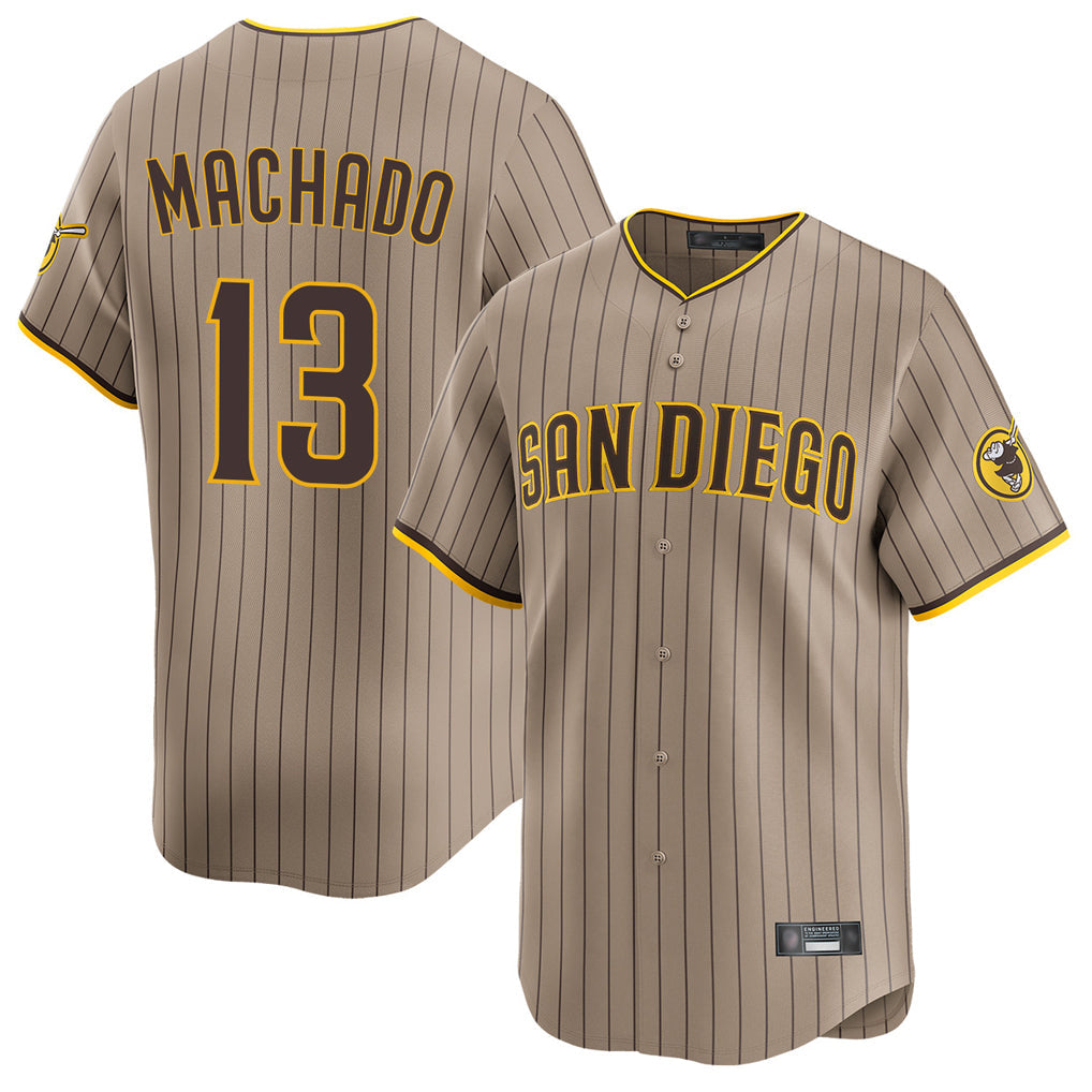 MATTH S.Diego Padres #13 Manny Machado Player Khaki Home Limited Stitched Jerseys