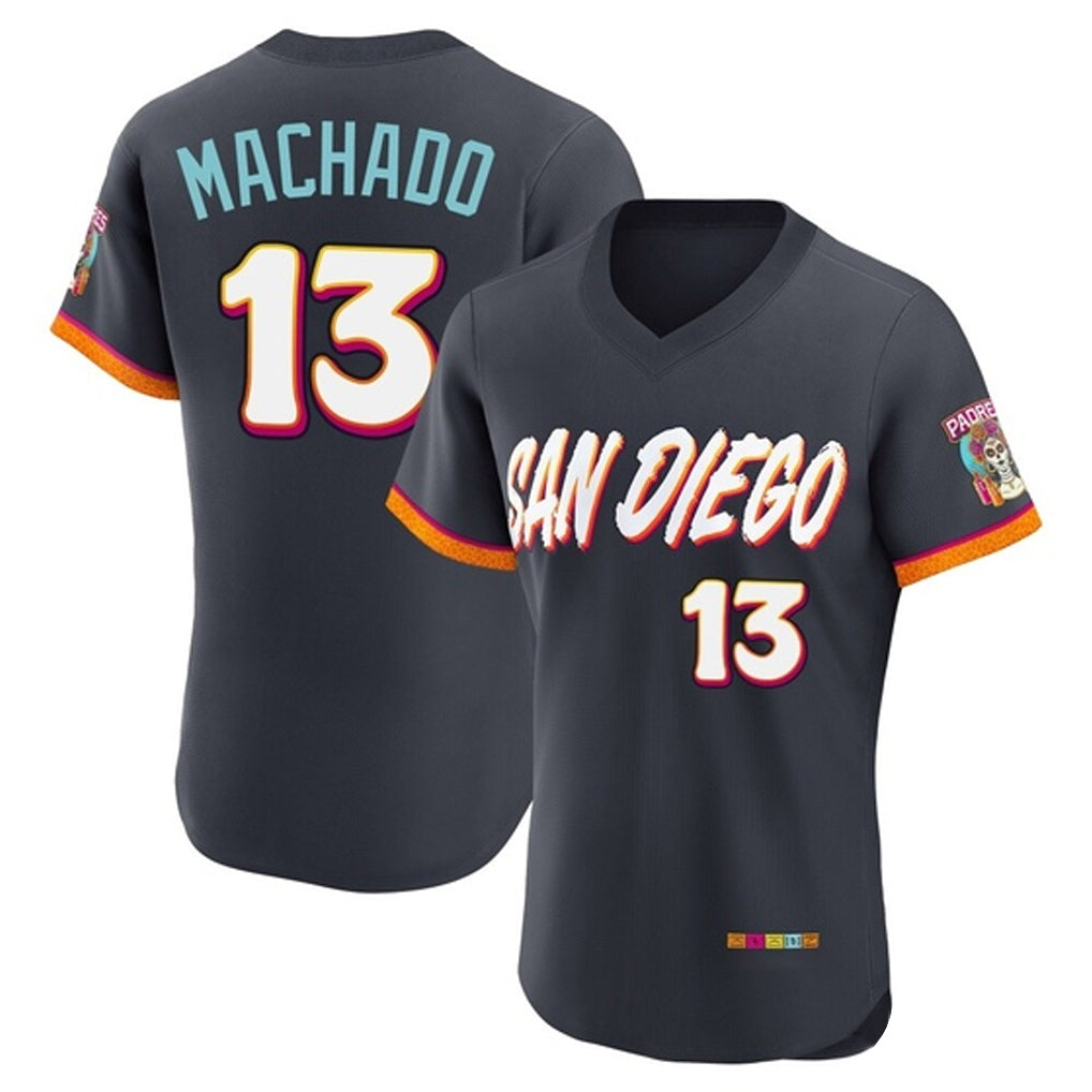 MATTH S.Diego Padres #13 Manny Machado Player Obsidian 2026 City Connect Home Elite T-shirt Stitched Jerseys