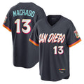 MATTH S.Diego Padres #13 Manny Machado Player Obsidian 2026 City Connect Home Game T-shirt Stitched Jerseys