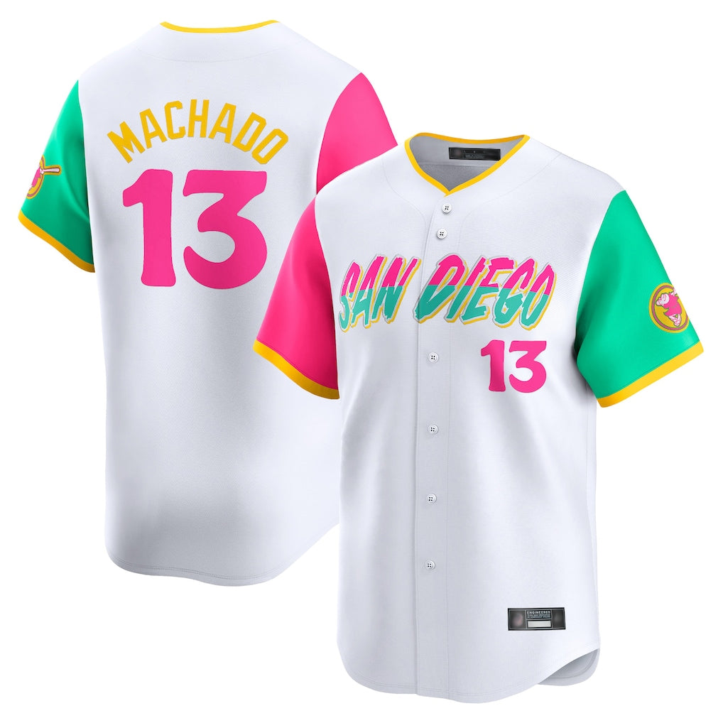 MATTH S.Diego Padres #13 Manny Machado Player White City Connect Home Limited Stitched Jerseys