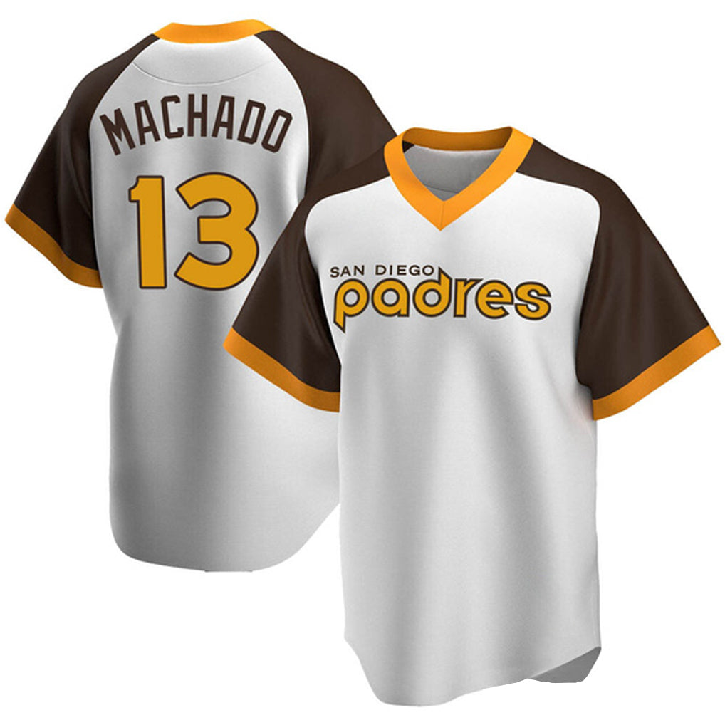 MATTH S.Diego Padres #13 Manny Machado Player White Home Cooperstown Collection Replica Game Stitched Jerseys
