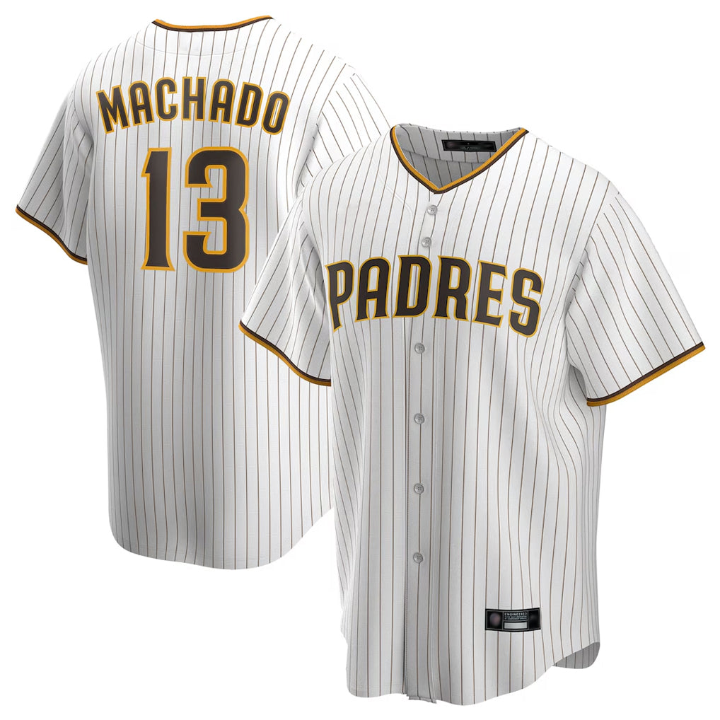 MATTH S.Diego Padres #13 Manny Machado Player White Home Game Stitched Jerseys