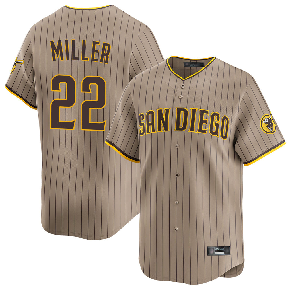 MATTH S.Diego Padres #22 Mason Miller Player Khaki Home Limited Stitched Jerseys