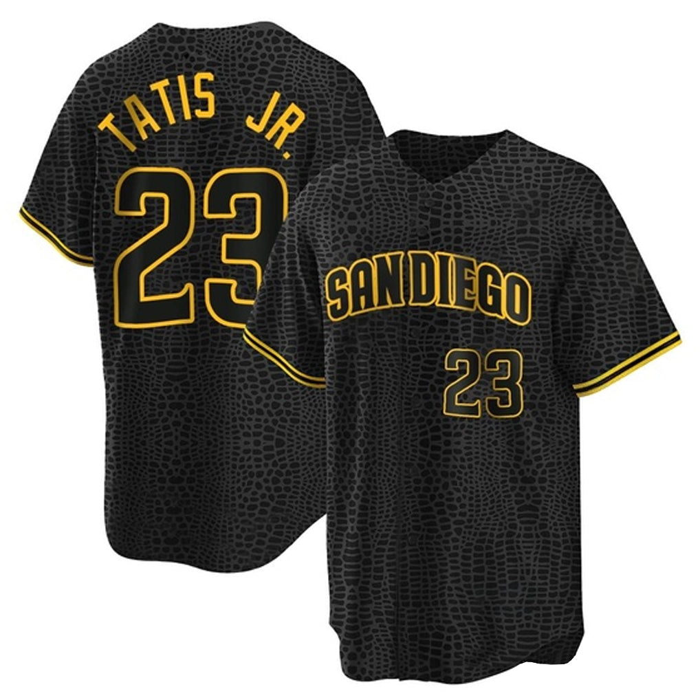 MATTH S.Diego Padres #23 Fernando Tatis Jr Player Black Snake Skin City Home Game Stitched Jerseys