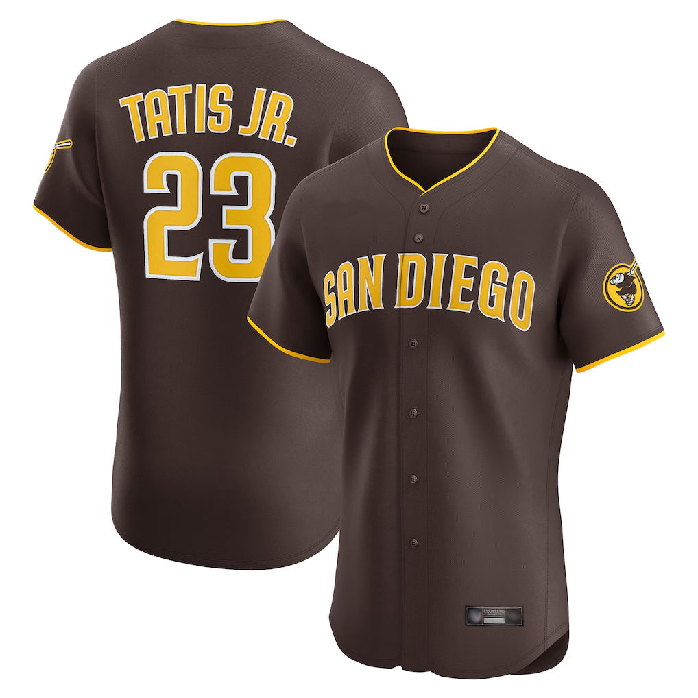 MATTH S.Diego Padres #23 Fernando Tatis Jr Player Brown Home Limited Elite Stitched Jerseys