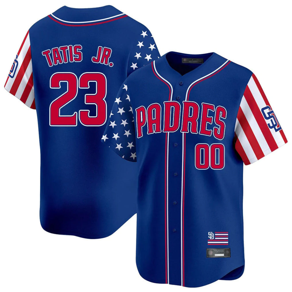 MATTH S.Diego Padres #23 Fernando Tatis Jr Player Royal Independence Day Home Limited Stitched Jerseys