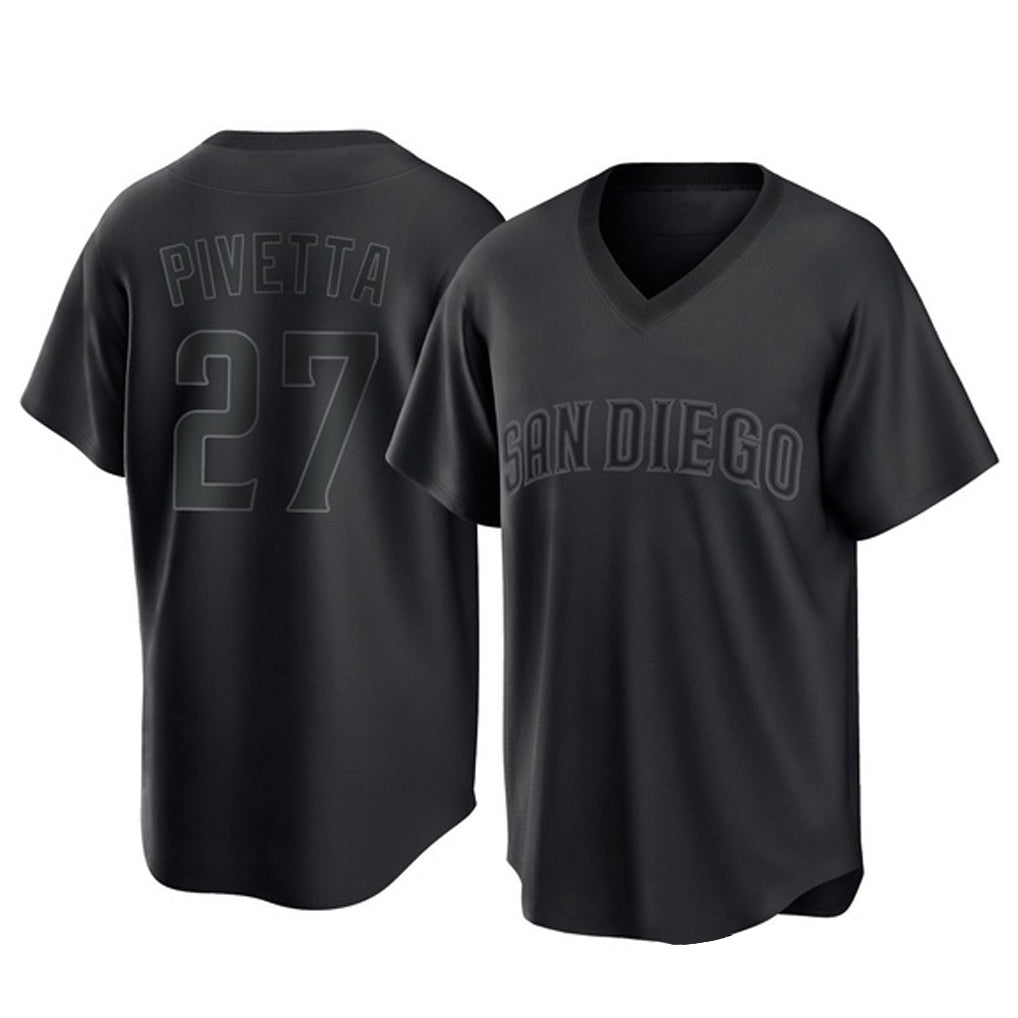 MATTH S.Diego Padres #27 Nick Pivetta Player Black Pitch Fashion Game T-shirt Stitched Jerseys