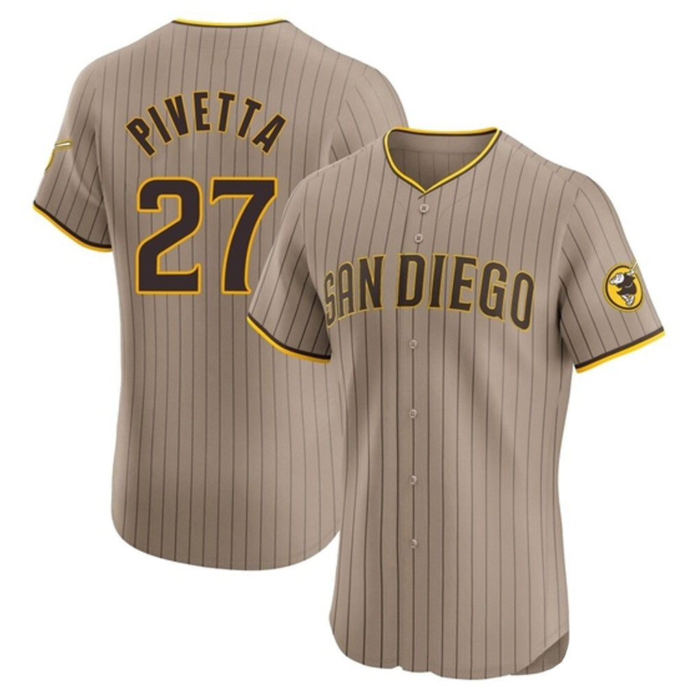 MATTH S.Diego Padres #27 Nick Pivetta Player Khaki Home Limited Elite Stitched Jerseys