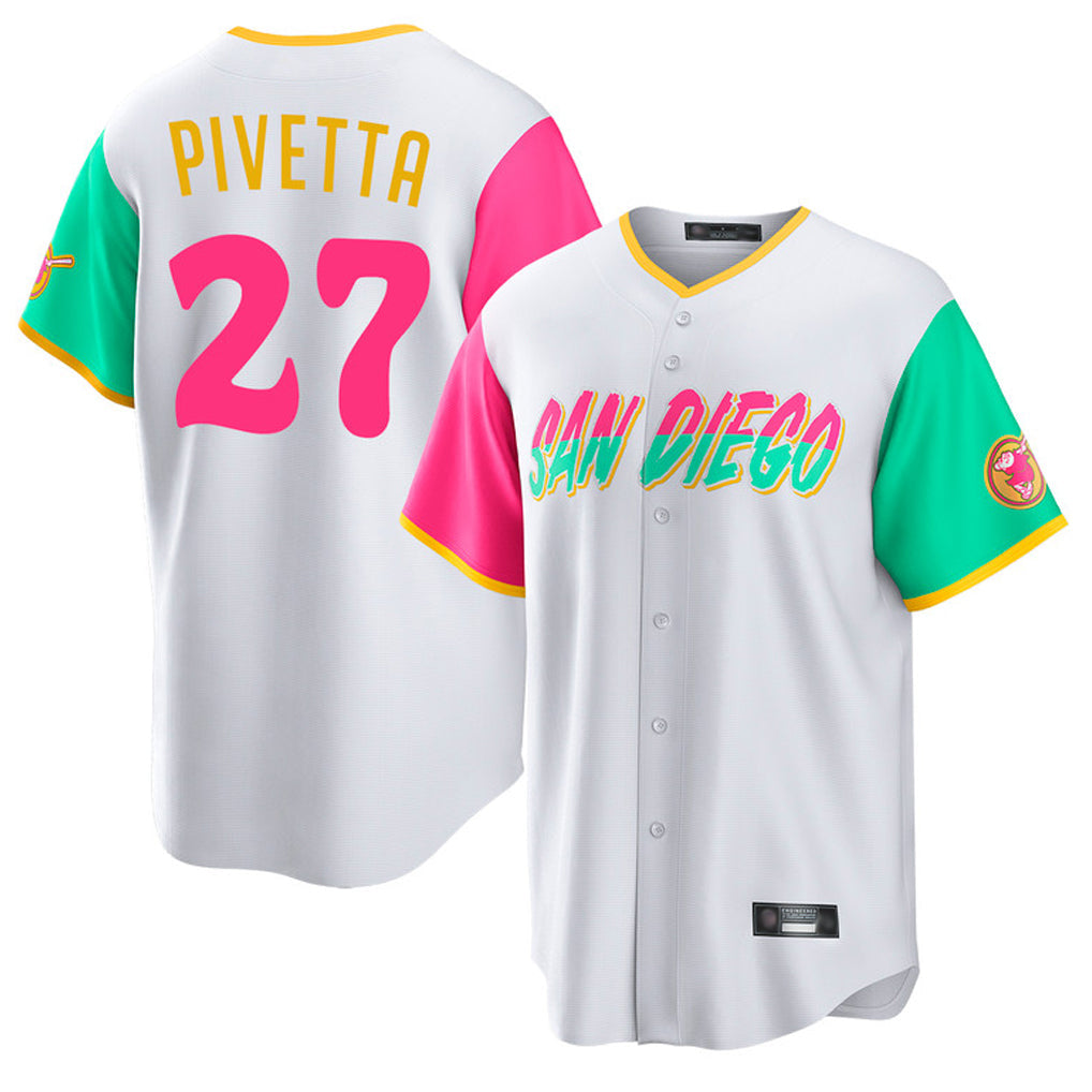MATTH S.Diego Padres #27 Nick Pivetta Player White City Connect Home Game Stitched Jerseys