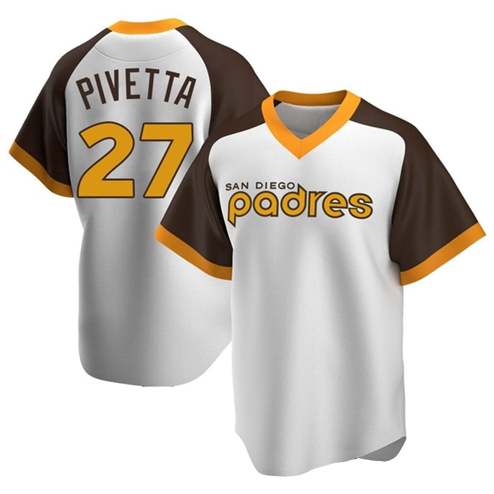 MATTH S.Diego Padres #27 Nick Pivetta Player White Home Cooperstown Collection Replica Game Stitched Jerseys