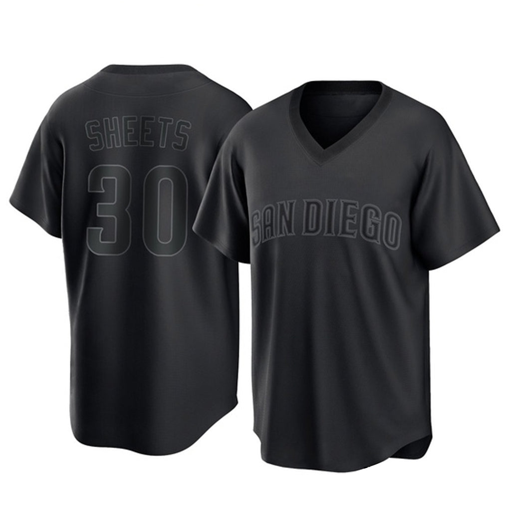 MATTH S.Diego Padres #30 Gavin Sheets Player Black Pitch Fashion Game T-shirt Stitched Jerseys